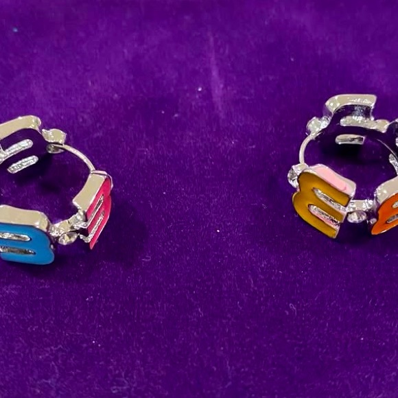 Colorful Letter Earrings - Picture 2 of 3